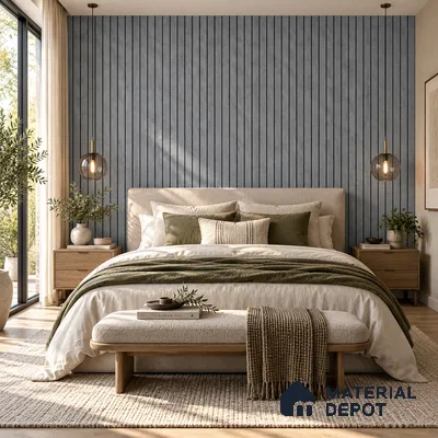 PN 06966 Marble Look Louver1 8 ft x 0.83 ft Texture Finish  - 10 mm | Suitable for Feature Wall, TV Unit & Living Room