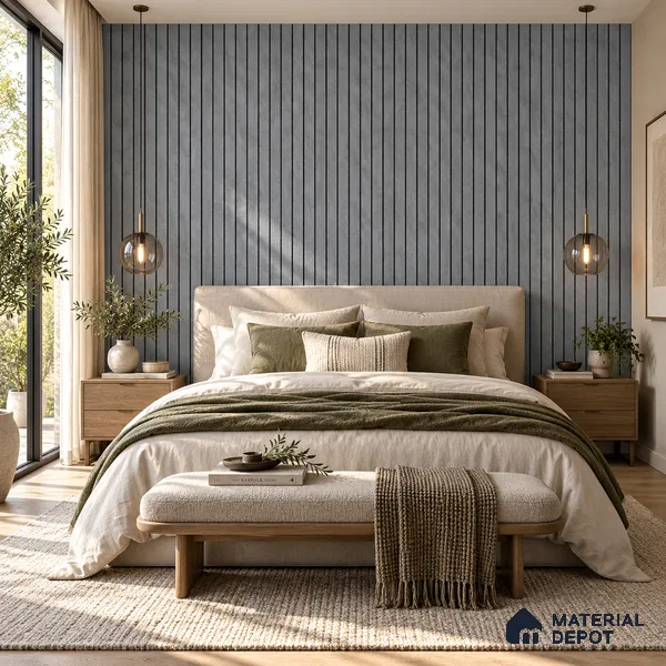 PN 06966 Marble Look Louver1 8 ft x 0.83 ft Texture Finish  - 10 mm | Suitable for Feature Wall, TV Unit & Living Room