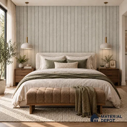PN 06970 Patterned Look Louver1 8 ft x 0.83 ft Texture Finish - 10 mm | Suitable for Feature Wall, TV Unit & Living Room