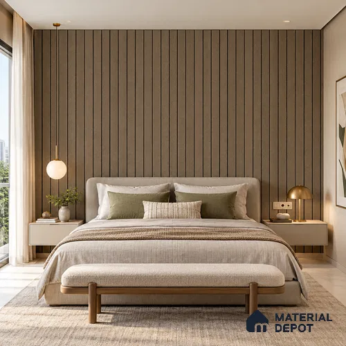 PN 06971 Patterned Look Louver1 8 ft x 0.83 ft Texture Finish  - 10 mm | Suitable for Feature Wall, TV Unit & Living Room