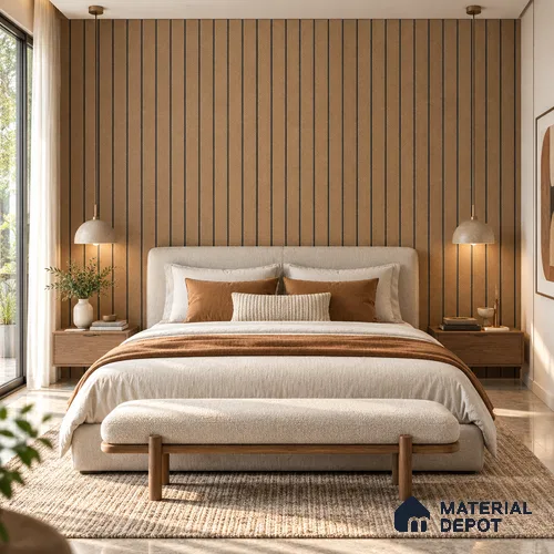 PN 06997 Patterned Look Louver1 9.5 ft x 0.83 ft Texture Finish  - 10 mm | Suitable for Feature Wall, TV Unit & Living Room