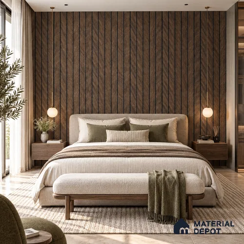 PN 06973 Patterned Look Louver1 8 ft x 0.83 ft Texture Finish  - 10 mm | Suitable for Feature Wall, TV Unit & Living Room