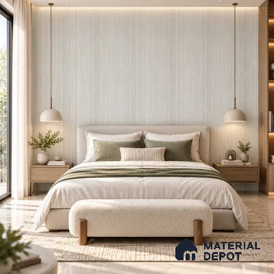 PN 06974 Leather Look Louver1 8 ft x 0.83 ft Texture Finish  - 10 mm | Suitable for Feature Wall, TV Unit & Living Room