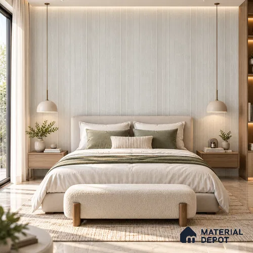 PN 06999 Leather Look Louver1 9.5 ft x 0.83 ft Texture Finish  - 10 mm | Suitable for Feature Wall, TV Unit & Living Room