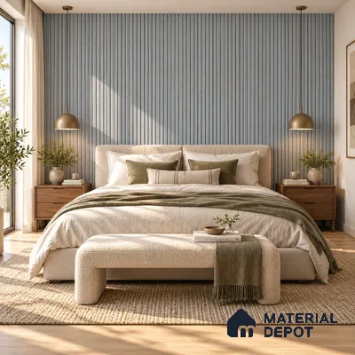 PN 06975 Stone Look Louver1 8 ft x 0.83 ft Texture Finish  - 10 mm | Suitable for Feature Wall, TV Unit & Living Room