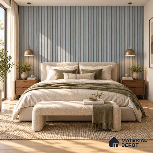 PN 07000 Stone Look Louver1 9.5 ft x 0.83 ft Texture Finish - 10 mm | Suitable for Feature Wall, TV Unit & Living Room