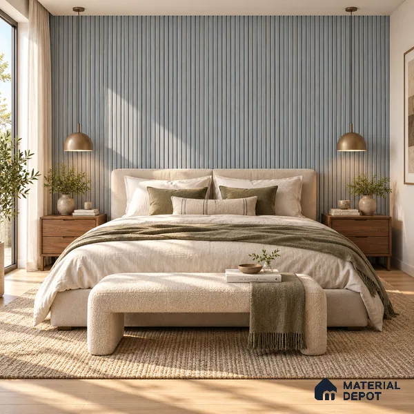 PN 06975 Stone Look Louver1 8 ft x 0.83 ft Texture Finish - 10 mm | Suitable for Feature Wall, TV Unit & Living Room
