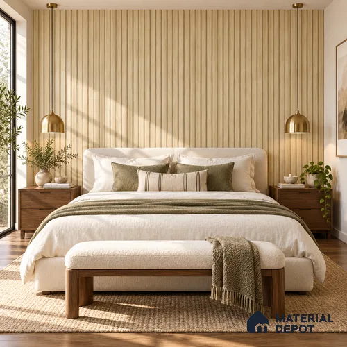 PN 07646 Wood Look Louver 8 ft x 0.83 ft Texture Finish  - 10 mm | Suitable for Feature Wall, TV Unit & Living Room