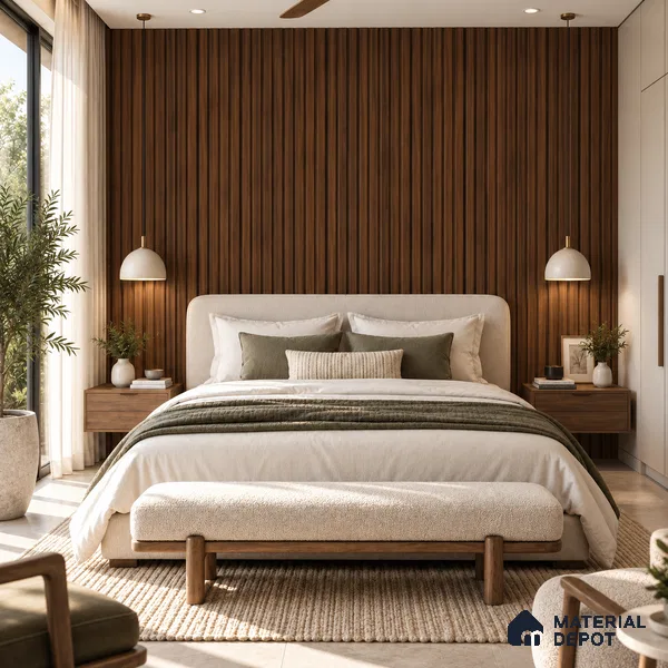 PN 07670 Wood Look Louver 9.5 ft x 0.83 ft Texture Finish - 10 mm | Suitable for Feature Wall, TV Unit & Living Room