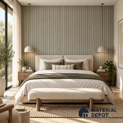 PN 07649 Wood Look Louver 8 ft x 0.83 ft Texture Finish  - 10 mm | Suitable for Feature Wall, TV Unit & Living Room