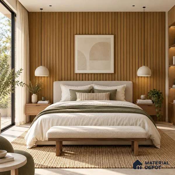 PN 07650 Wood Look Louver 8 ft x 0.83 ft Texture Finish  - 10 mm | Suitable for Feature Wall, TV Unit & Living Room