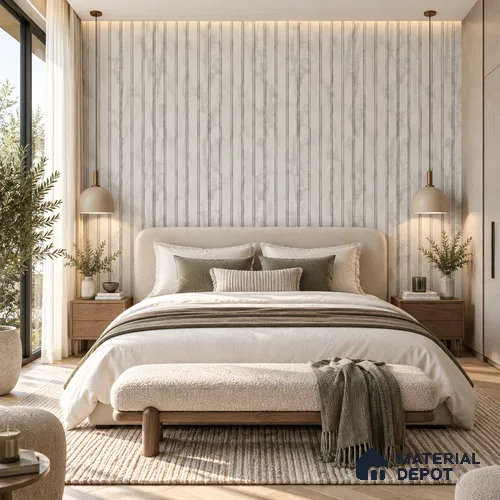 PN 07651 Marble Look Louver 8 ft x 0.83 ft Texture Finish  - 10 mm | Suitable for Feature Wall, TV Unit & Living Room