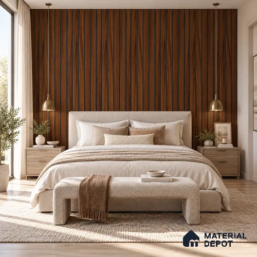 PN 07653 Wood Look Louver 8 ft x 0.83 ft Texture Finish - 10 mm | Suitable for Feature Wall, TV Unit & Living Room