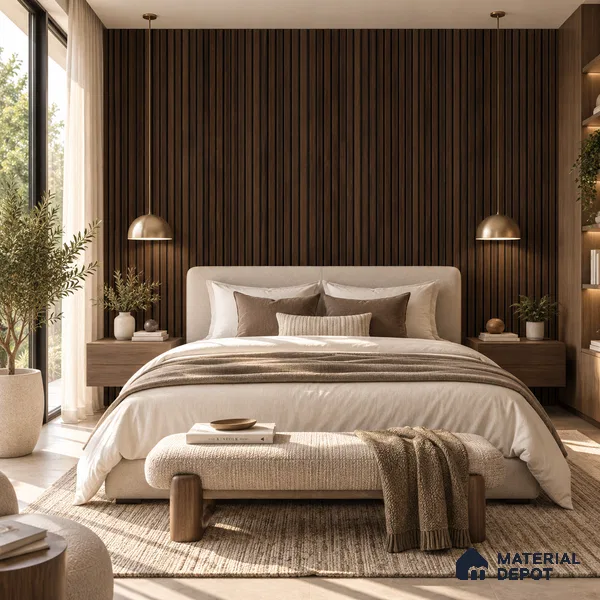 PN 07654 Wood Look Louver 8 ft x 0.83 ft Texture Finish - 10 mm | Suitable for Feature Wall, TV Unit & Living Room