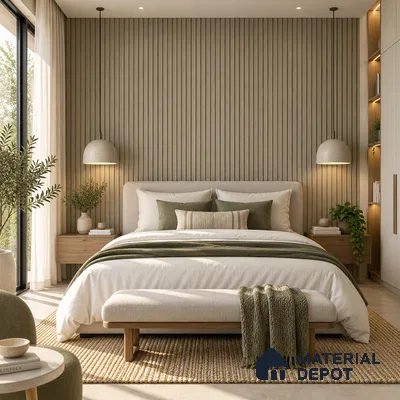 PN 07657 Wood Look Louver 8 ft x 0.83 ft Texture Finish  - 10 mm | Suitable for Feature Wall, TV Unit & Living Room