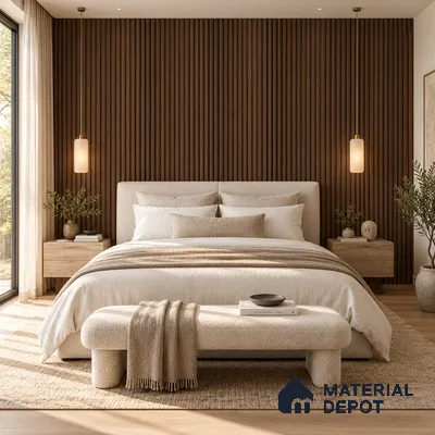PN 07658 Wood Look Louver 8 ft x 0.83 ft Texture Finish  - 10 mm | Suitable for Feature Wall, TV Unit & Living Room