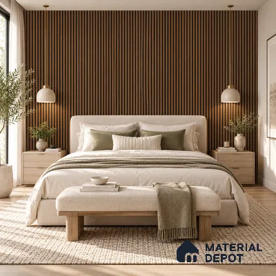 PN 07675 Wood Look Louver 9.5 ft x 0.83 ft Texture Finish  - 10 mm | Suitable for Feature Wall, TV Unit & Living Room