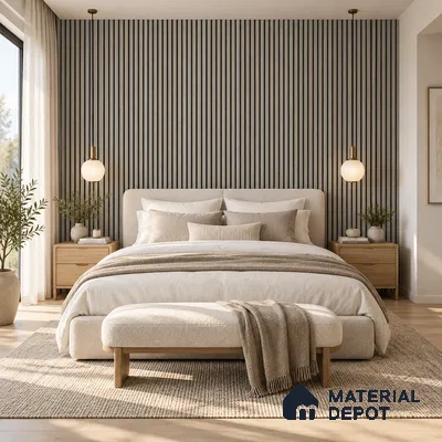 PN 07660 Wood Look Louver 8 ft x 0.83 ft Texture Finish  - 10 mm | Suitable for Feature Wall, TV Unit & Living Room