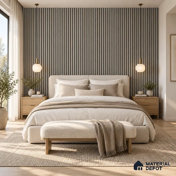 PN 07660 Wood Look Louver 8 ft x 0.83 ft Texture Finish  - 10 mm | Suitable for Feature Wall, TV Unit & Living Room