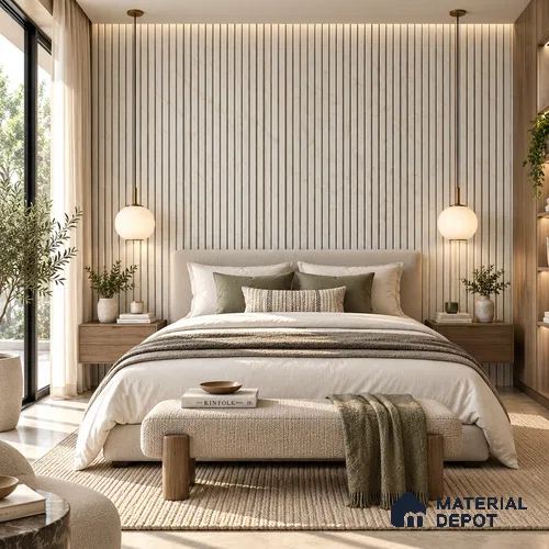PN 07661 Marble Look Louver 8 ft x 0.83 ft Texture Finish  - 10 mm | Suitable for Feature Wall, TV Unit & Living Room