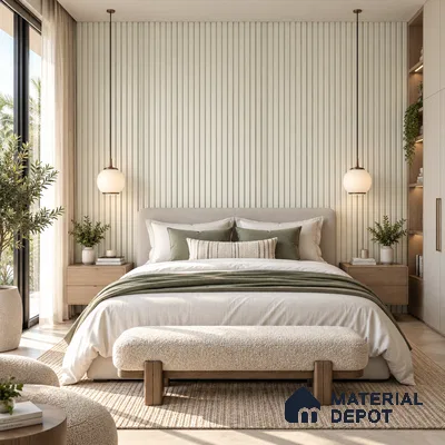 PN 07662 Solid Colors Look Louver 8 ft x 0.83 ft Texture Finish  - 10 mm | Suitable for Feature Wall, TV Unit & Living Room