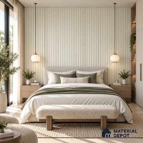 PN 07676 Solid Colors Look Louver 9.5 ft x 0.83 ft Texture Finish  - 10 mm | Suitable for Feature Wall, TV Unit & Living Room