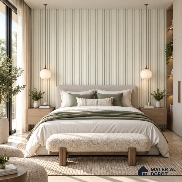PN 07662 Solid Colors Look Louver 8 ft x 0.83 ft Texture Finish  - 10 mm | Suitable for Feature Wall, TV Unit & Living Room