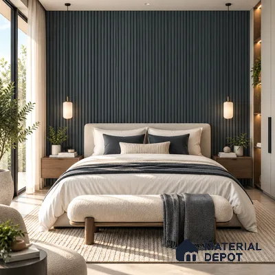 PN 07664 Solid Colors Look Louver 8 ft x 0.83 ft Texture Finish  - 10 mm | Suitable for Feature Wall, TV Unit & Living Room