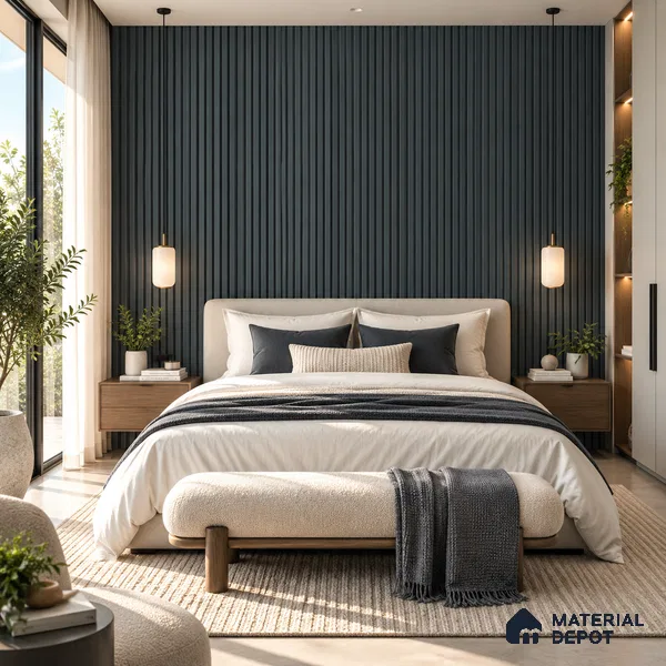 PN 07664 Solid Colors Look Louver 8 ft x 0.83 ft Texture Finish - 10 mm | Suitable for Feature Wall, TV Unit & Living Room