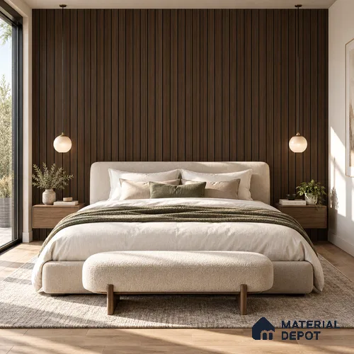 PN 07668 Wood Look Louver 8 ft x 0.83 ft Texture Finish - 10 mm | Suitable for Feature Wall, TV Unit & Living Room