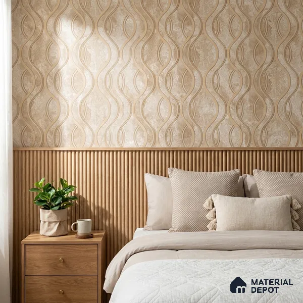 AA100905 | 9.5 Meter x 21 Inch PVC Patterned Look Wallpaper - 55 Sq. Ft. | Minimum 15% wastage during installation