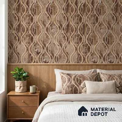 AA100906 | 9.5 Meter x 21 Inch PVC Patterned Look Wallpaper - 55 Sq. Ft. | Minimum 15% wastage during installation