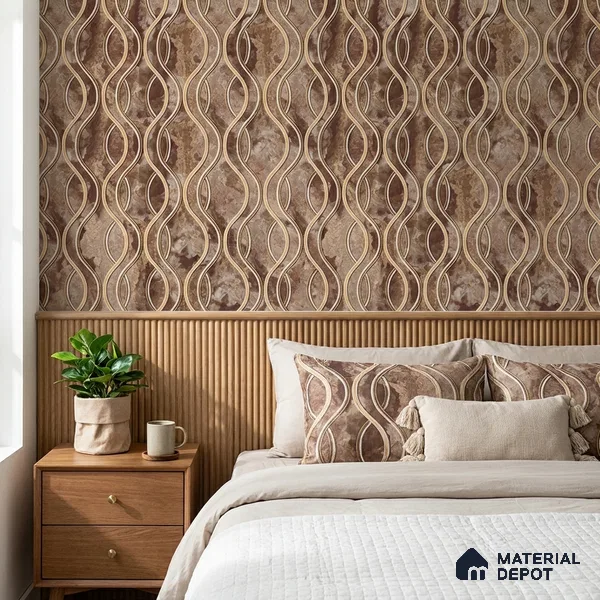 AA100906 | 9.5 Meter x 21 Inch PVC Patterned Look Wallpaper - 55 Sq. Ft. | Minimum 15% wastage during installation