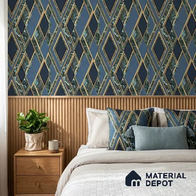 AA100108 | 9.5 Meter x 21 Inch PVC Geometric Look Wallpaper - 55 Sq. Ft. | Minimum 15% wastage during installation