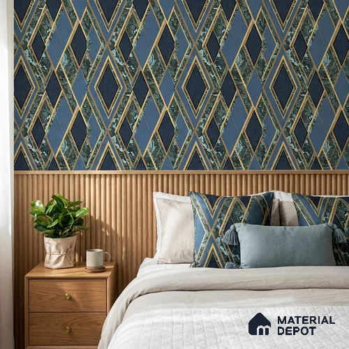 AA100108 | 9.5 Meter x 21 Inch PVC Geometric Look Wallpaper - 55 Sq. Ft. | Minimum 15% wastage during installation