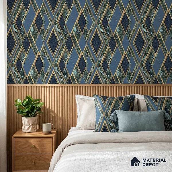 AA100108 | 9.5 Meter x 21 Inch PVC Geometric Look Wallpaper - 55 Sq. Ft. | Minimum 15% wastage during installation
