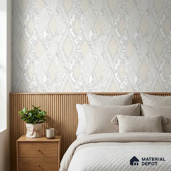 AA100101 | 9.5 Meter x 21 Inch PVC Geometric Look Wallpaper - 55 Sq. Ft. | Minimum 15% wastage during installation