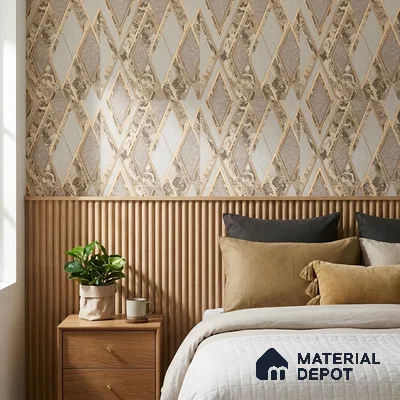 AA100103 | 9.5 Meter x 21 Inch PVC Geometric Look Wallpaper - 55 Sq. Ft. | Minimum 15% wastage during installation