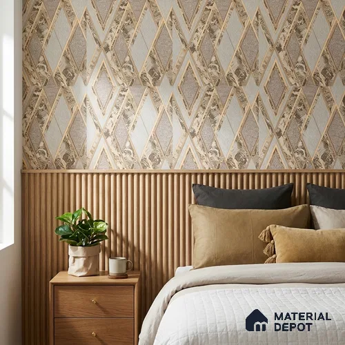 AA100103 | 9.5 Meter x 21 Inch PVC Geometric Look Wallpaper - 55 Sq. Ft. | Minimum 15% wastage during installation