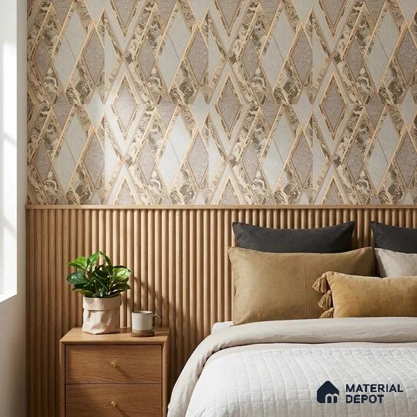 AA100103 | 9.5 Meter x 21 Inch PVC Geometric Look Wallpaper - 55 Sq. Ft. | Minimum 15% wastage during installation