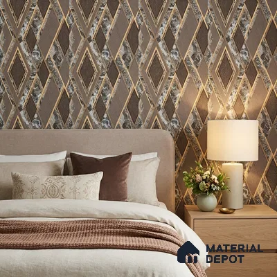 AA100104 | 9.5 Meter x 21 Inch PVC Geometric Look Wallpaper - 55 Sq. Ft. | Minimum 15% wastage during installation
