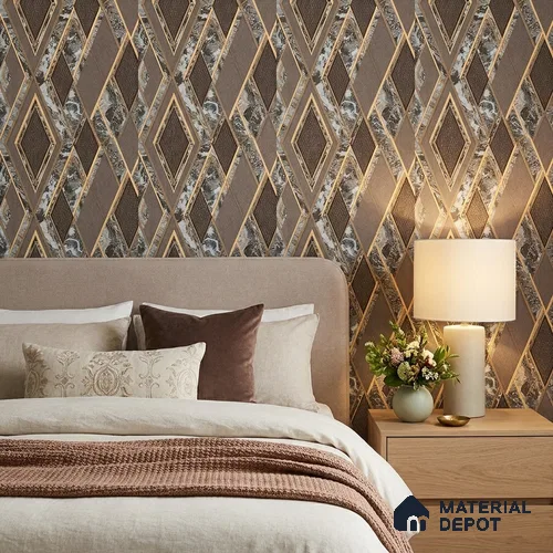 AA100104 | 9.5 Meter x 21 Inch PVC Geometric Look Wallpaper - 55 Sq. Ft. | Minimum 15% wastage during installation