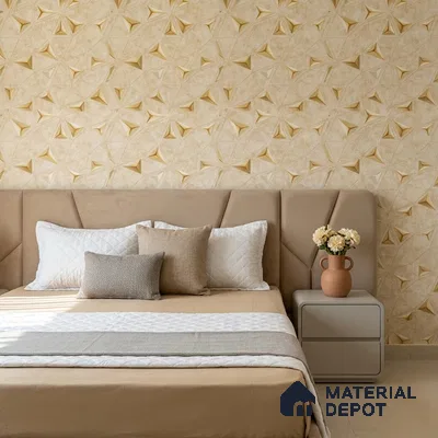 88490-1 | Gold 3D Diamond Facet PVC Patterned Wallpaper - 5 Meter x 42 Inch, 57 Sq. Ft. (Min. 15% Wastage)