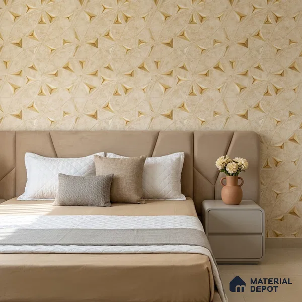 88490-1 | Gold 3D Diamond Facet PVC Patterned Wallpaper - 5 Meter x 42 Inch, 57 Sq. Ft. (Min. 15% Wastage)