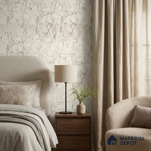 19000-3 | Warm Beige Distressed Concrete PVC Patterned Wallpaper - 5 Meter x 42 Inch, 57 Sq. Ft. (Min. 15% Wastage)