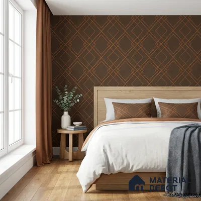 88495-3 | Brown Line Diamonds PVC Geometric Wallpaper - 5 Meter x 42 Inch, 57 Sq. Ft. (Min. 15% Wastage)