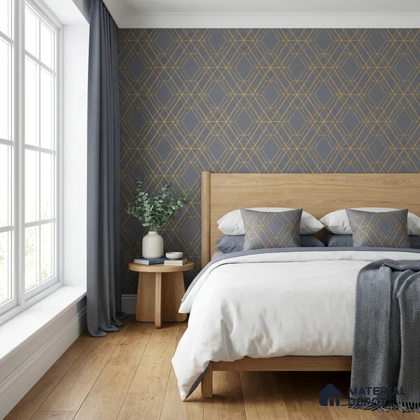 88380-4 | Grey Line Diamonds PVC Geometric Wallpaper - 5 Meter x 42 Inch, 57 Sq. Ft. (Min. 15% Wastage)