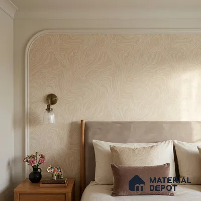 88461-2 | Warm Beige Swirl Marble Look Wallpaper 5 Meter x 42 Inch PVC - 57 Sq. Ft. | Minimum 15% wastage during installation
