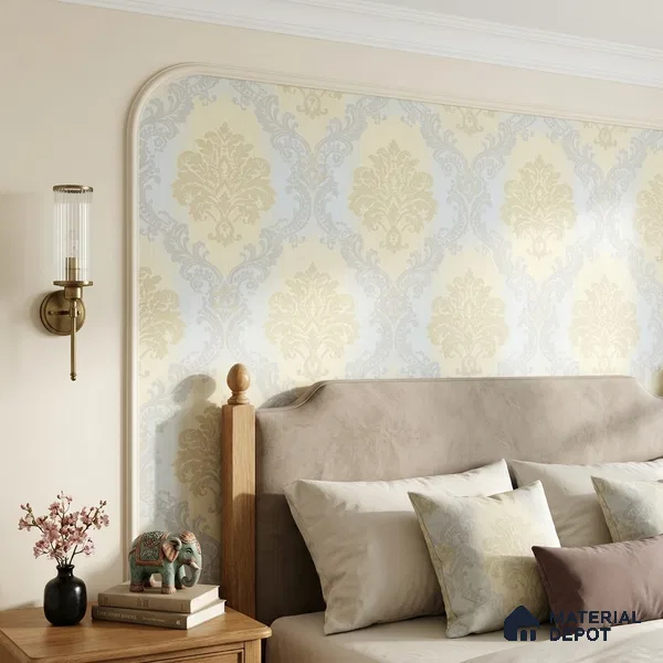 88477-2 | 5 Meter x 42 Inch PVC Damask Look Wallpaper - 57 Sq. Ft. | Minimum 15% wastage during installation