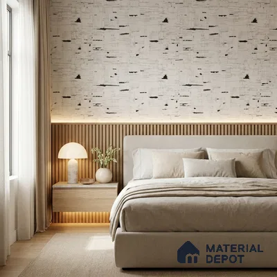 81279-2 | White & Black Birch Bark Texture Wood PVC Patterned Wallpaper - 5 Meter x 42 Inch, 57 Sq. Ft. (Min. 15% Wastage)